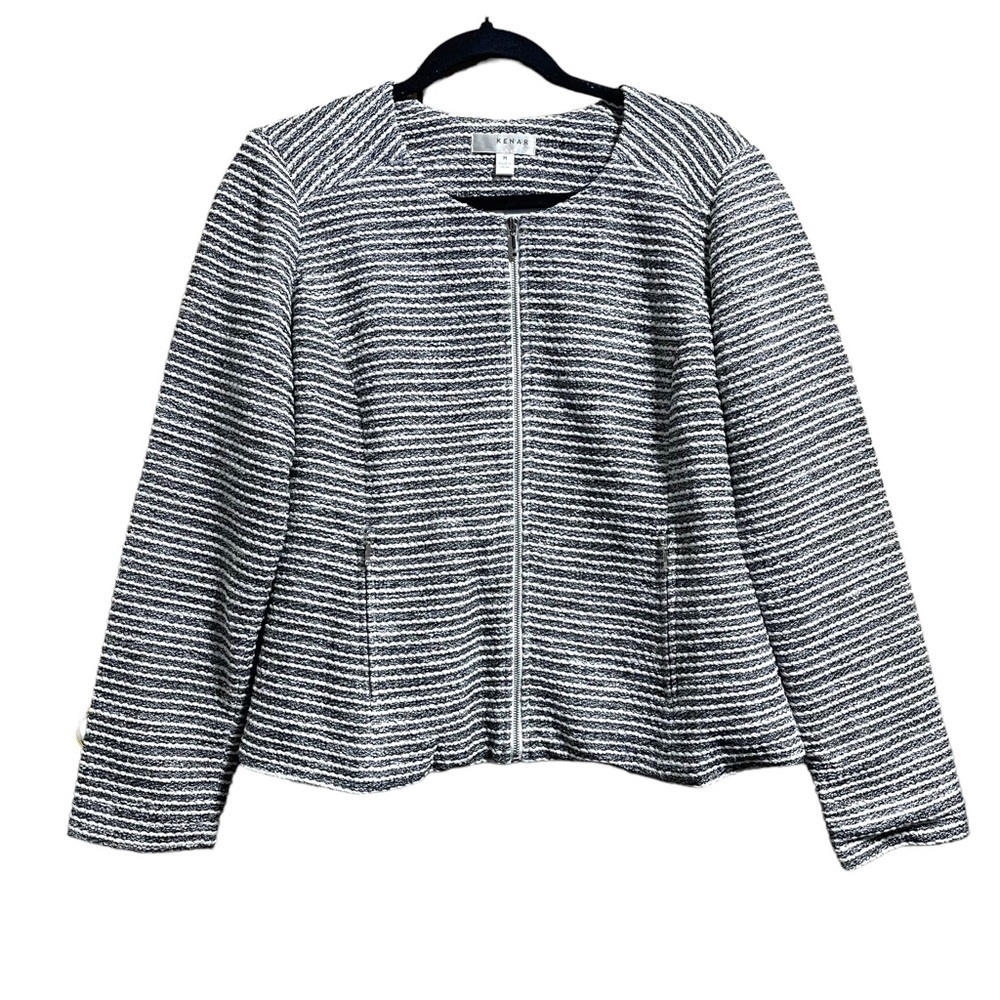 Kenar Striped Full Zip Blazer Jacket Women's Size Medium